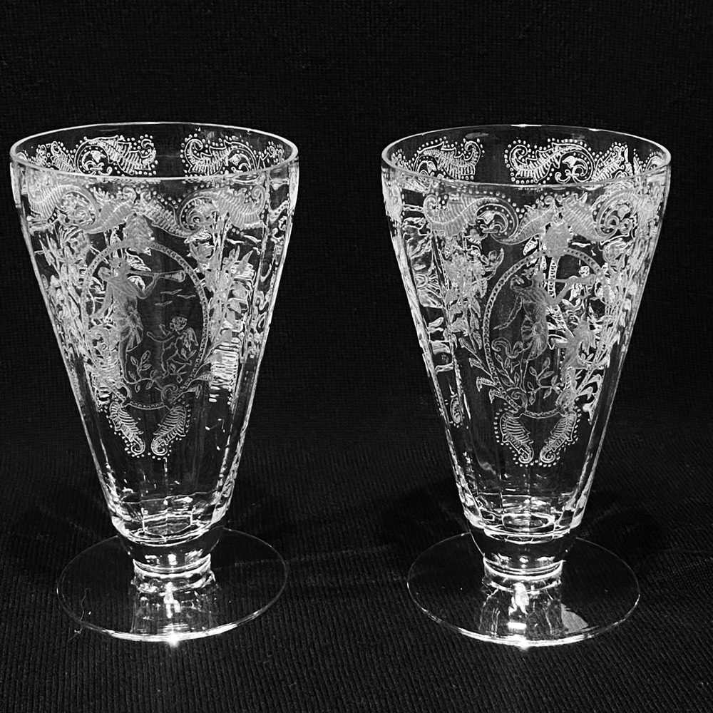 Vintage Glastonbury Lotus Springtime 5.25” Tumblers Set of 2 Very Rare